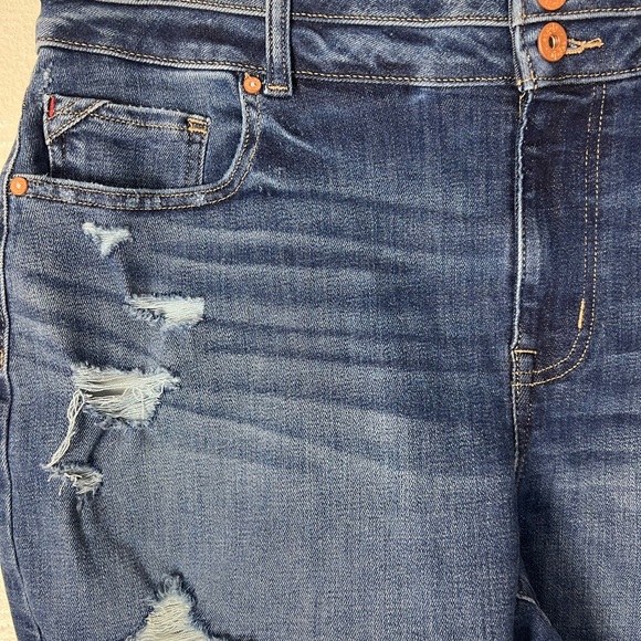 NWT Edgely denim shorts distressed size 16 high rise original fit stretch - Picture 4 of 8